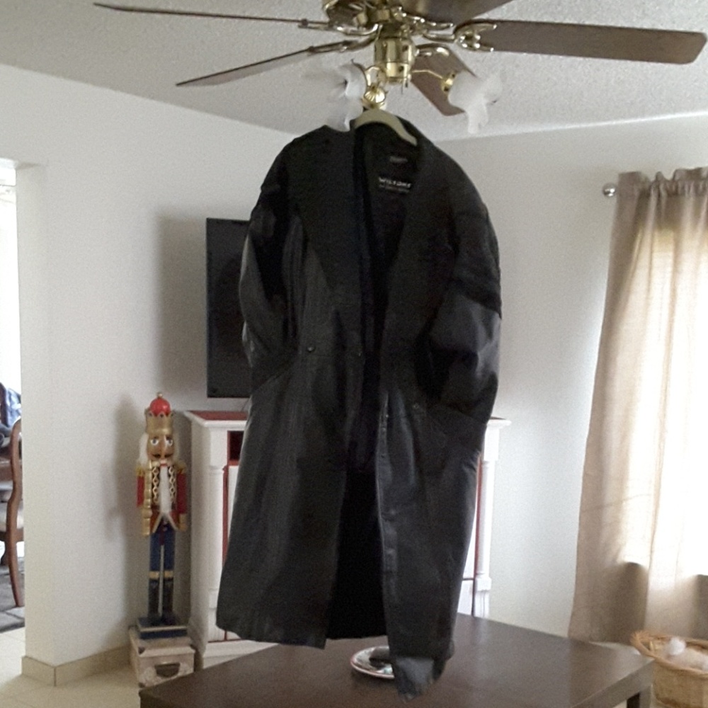 Leather trench coat